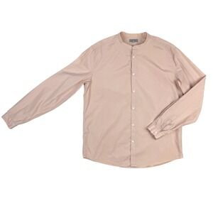 COS 100% Cotton Mandarin Collar Button Up Long‎ Sleeve Men's Pink Shirt Size 17